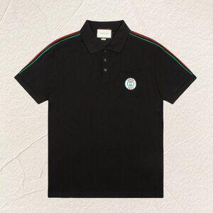 Gucci Logo Stripe Polo Shirt (Black)